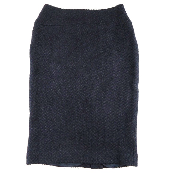 MOULINETTE SOEURS navy blue wool blend Boucle Lined Pencil Skirt - Picture 1 of 4